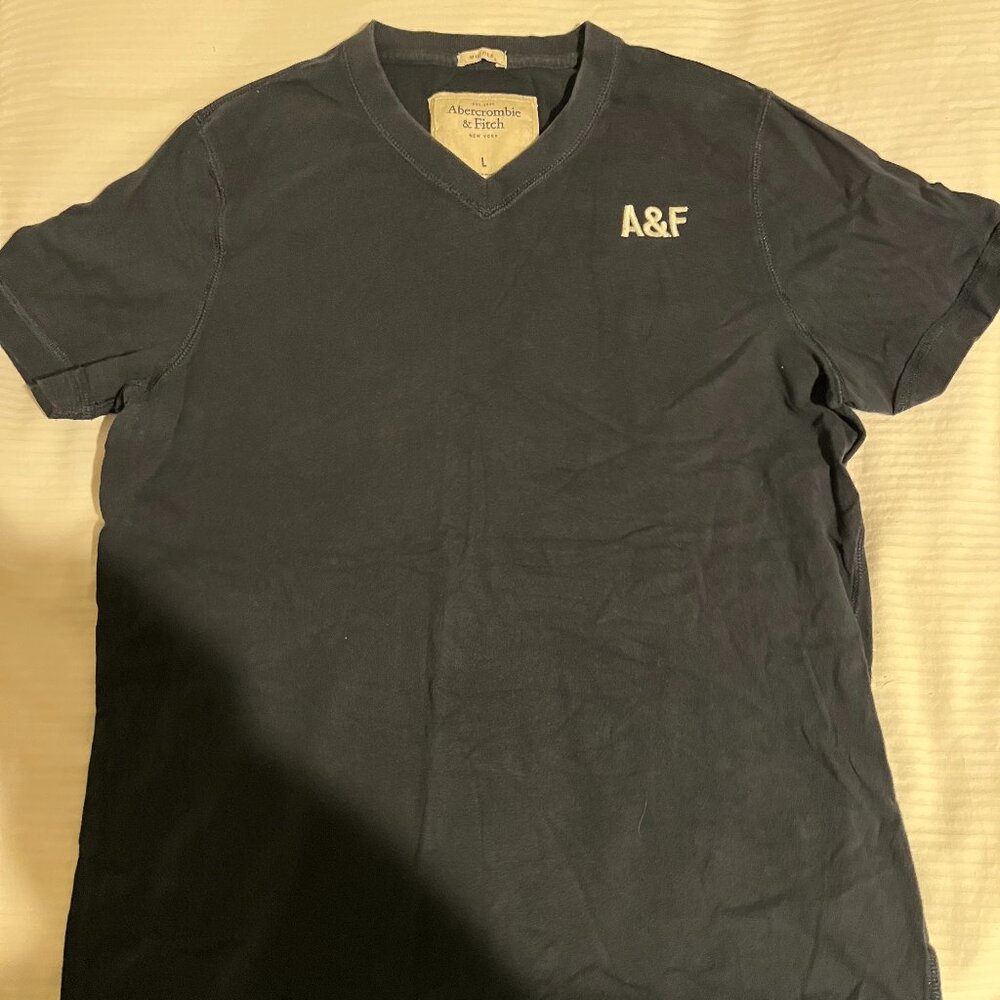 Abercrombie & Fitch V next, short sleeved navy t-shirt.  Size Large
